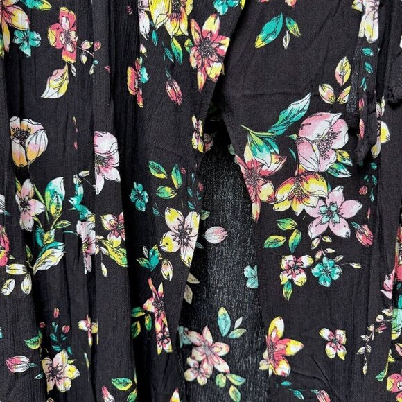 No Boundaries Maxi Skirt Size XL High Slits with Shorts Black Floral NWOT - Picture 6 of 10